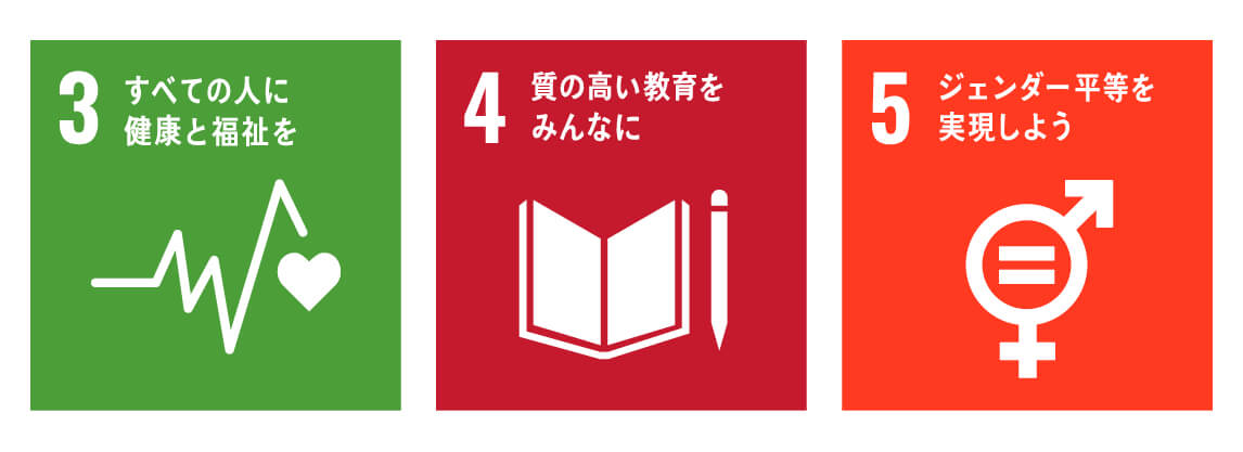 すべての人に健康と福祉を・質の高い教育をみんなに・ジェンダー平等を実現しよう